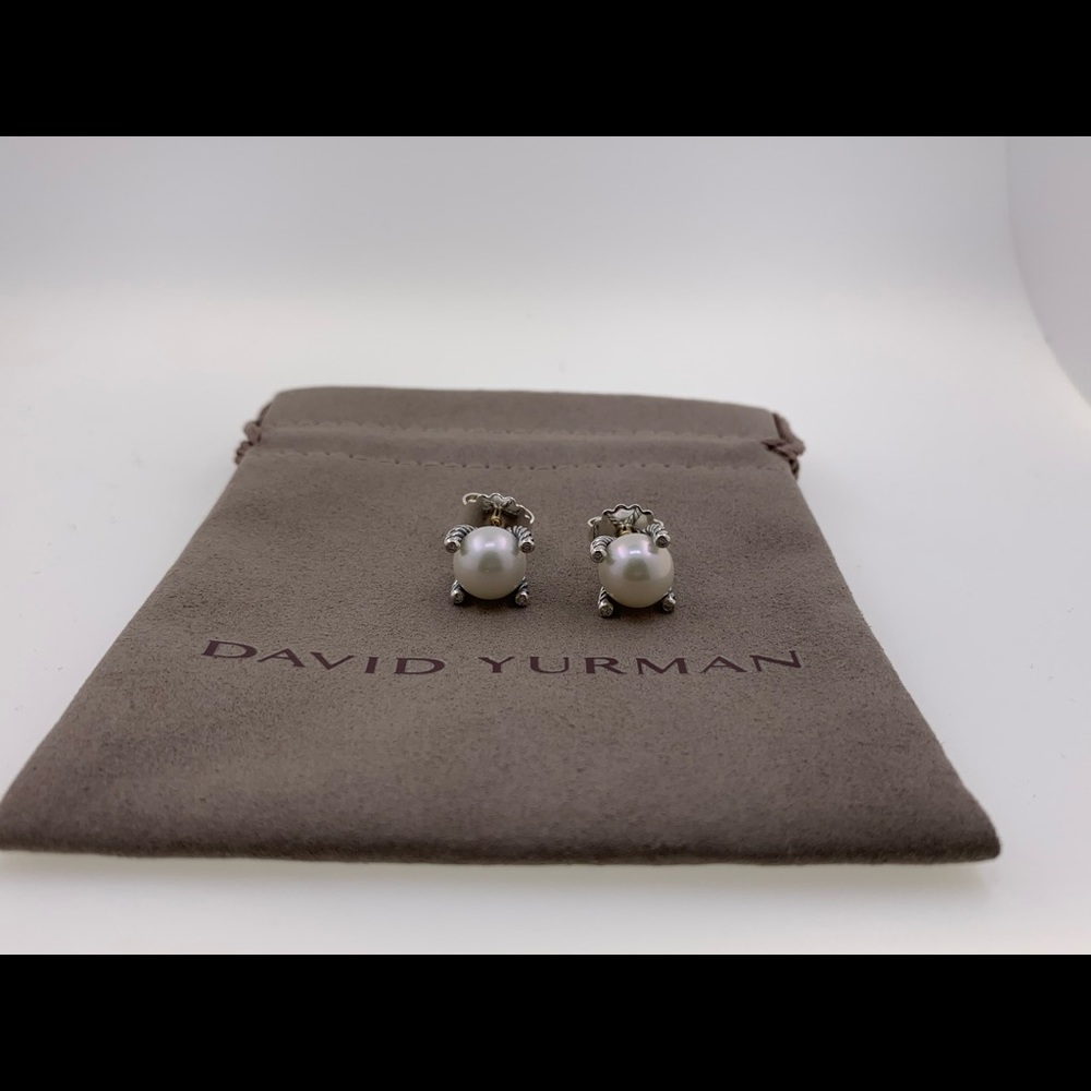 David Yurman Sterling Silver 9.5 mm Pearl Earrings